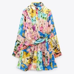 Zara Floral Multicolor Long Sleeve Dress